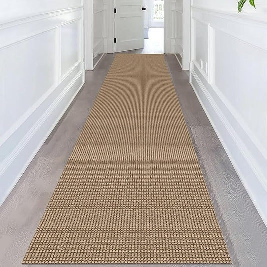 KOZYFLY Extra Long Runners for Hallways 2.6x14 ft Washable Kitchen Runner Non Slip Rubber Backed Hallway Rug Cotton Entryway Runner Rug Floor Carpet for Indoor Hall, Kitchen, Stair, Tan/Orange/Brown