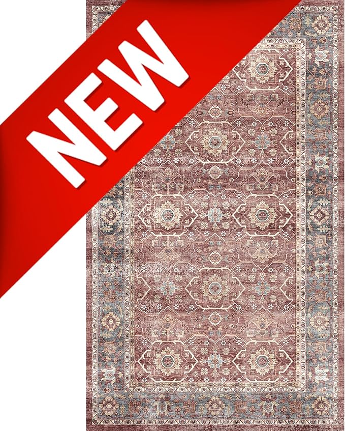 Dripex Vintage Washable Rug 2x3 Indoor Door Mat Non-Slip Entryway Rug Distressed Low-Pile Small Rug for Front Entrance Bathroom Rug Kitchen Living Room Bedroom