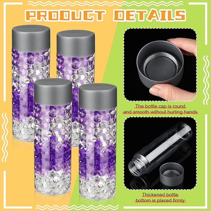 Hoolerry 16 Pcs Empty Plastic Sensory Bottles with Lids Reusable Clear Plastic Sensory Water Bottles for DIY Crafts Classroom Handmade Party Decoration(Grey,13.5 oz)