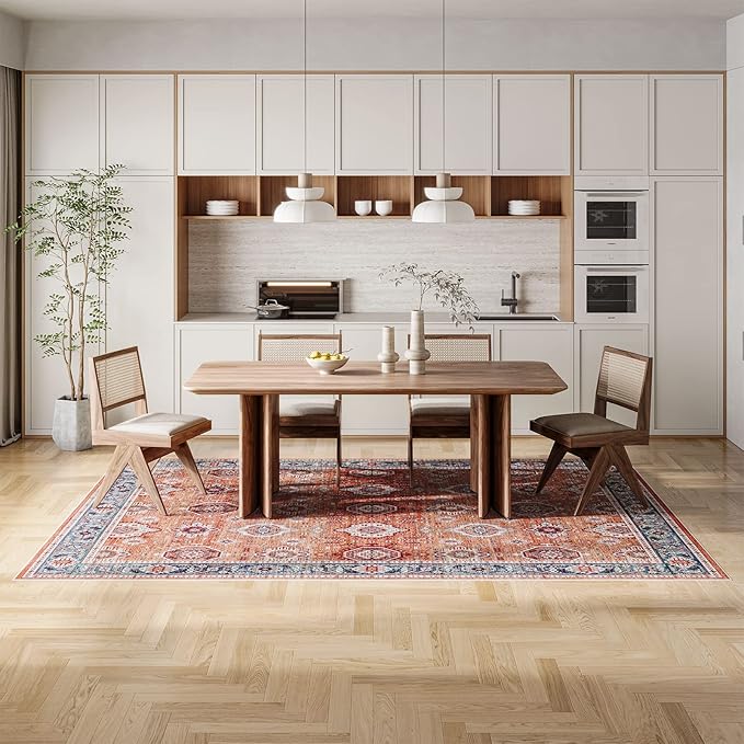 Dripex 8x10 Area Rugs - Stain Resistant Washable Rug Distressed Rugs for Living Room Dining Room Bedroom Anti-Slip Low-Pile and Soft Accent Rug Farmhouse Office Home Decor, Pet & Child Friendly