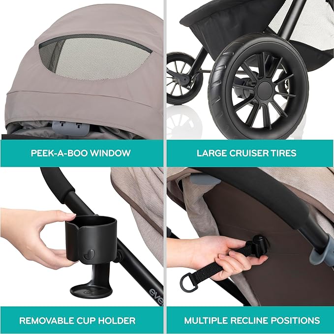 Evenflo Pivot Modular Travel System with LiteMax Infant Car Seat (Desert Tan)