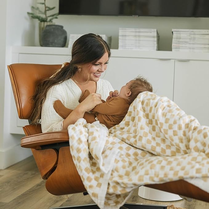 Little Unicorn Premium Quilted Throw | Super Soft, Multi-Layered Muslin XL Blanket| Great for Kids & Families (Adobe Checker)