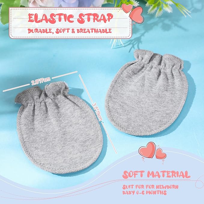 9 Pairs Newborn Baby Boys Girls Mittens 0-6 Months Infant Toddler Mittens No Scratch Solid Color Gloves