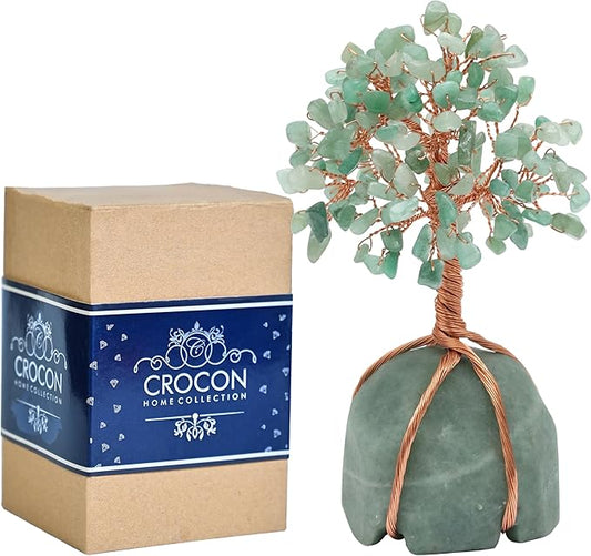 Green Aventurine Crystal Tree of Life - Chakra Positive Energy, Handmade Chakra Tree with Green Healing Crystals and Copper Wire - Feng Shui Decor