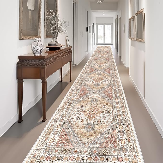 zesthome Washable Runner Rug 2.5x16 - Stain Resistant Entryway Rug,Ultra-Thin Kitchen Rugs, Anti Slip Backing Runner Rugs for Entrance Laundry Room Indoor Hallway (Orange,2.5'x16')