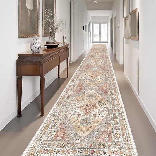 zesthome Washable Runner Rug 2.5x16 - Stain Resistant Entryway Rug,Ultra-Thin Kitchen Rugs, Anti Slip Backing Runner Rugs for Entrance Laundry Room Indoor Hallway (Orange,2.5'x16')