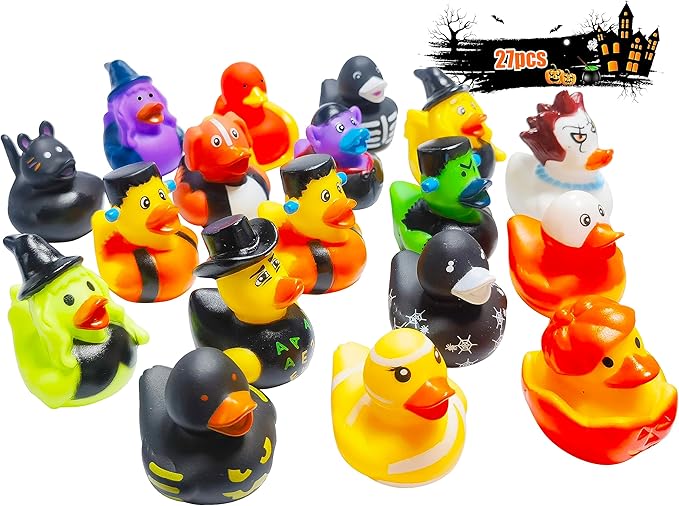 27 Pcs Halloween Party Favors Rubber Ducks,Baby Showers Accessories Jeep Bath Toys for Kids Halloween Decorations Trick or Treat Supplies Goodie Bag Fillers(Halloween)