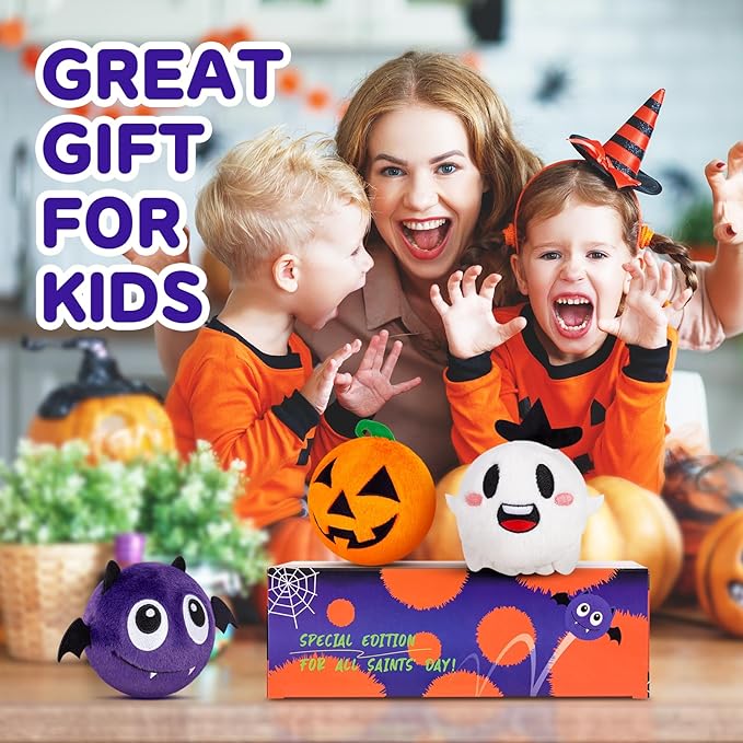PlayZap Bouncy Balls for Kids with Plush Covers - 3" Large Size BPA Free 10 Feet High Bounce - -Indoor Outdoor Games Toddler Toys - Halloween Birthday Gift for Boys Girls 1-3 3-5 5-8 8-12