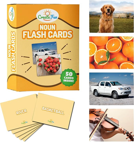 50 Noun Flash Cards, Fun Vocabulary Builder Educational Learning Photo Cards for Kids, Homeschool, Adults, Seniors, Speech Therapy, ESL, Autism, Dementia, Aphasia, SLP, ABA, and Occupational Therapy