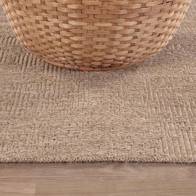 Beverly Rug Easy Jute Natural Rug 5x7 Solid Washable Durable Outdoor Indoor Area Rugs for Living Dining Room Patio Office Stain Resistant Non Shedding Casual Indoor Outside Carpet 5 x 7 Natural