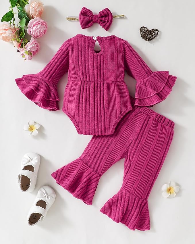 SUNNY PIGGY Baby Girl Clothes Infant Newborn Outfits Romper 0-18 Month Toddler Girls’ Clothing Pant Set