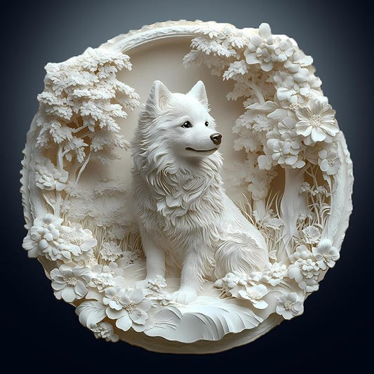Wooden Puzzles for Adults, Wooden Samoyed Puzzles with 3D Visual Effect, Birthday Christmas Puzzle Gifts for Women Men, Wood Adult Puzzles (L-13.4 * 13.3in 295pcs)