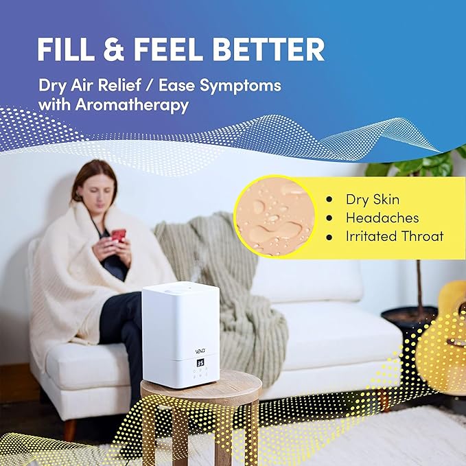 VEVA Humidifiers for Bedroom Large Room 4.5L, Cool Mist Water Vaporizer Essential Oil Diffuser, Quiet Humidifiers for Baby, Covers up to 323 Sq. Ft.
