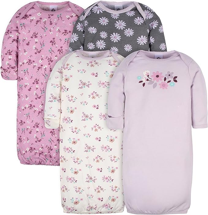 Gerber unisex-baby Baby Boy and Girls 4-pack Sleeper Gown