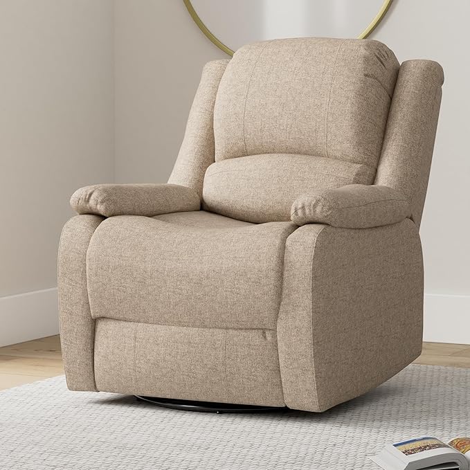 RecPro Charles Collection | 30" Swivel Glider RV Recliner | RV Living Room (Slideout) Chair | RV Furniture | Glider Chair | Oatmeal or Fossil | Cloth (1 Pack, Oatmeal)