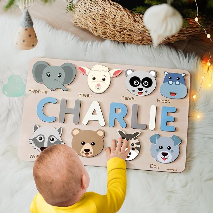 Custom Handmade Puzzles for Toddlers, Multi Color Scheme Options Wooden Name Puzzle, Easter Gifts, New Baby Gifts, Birthday Gift for Baby, Kid, Toddler, Toddler Toy