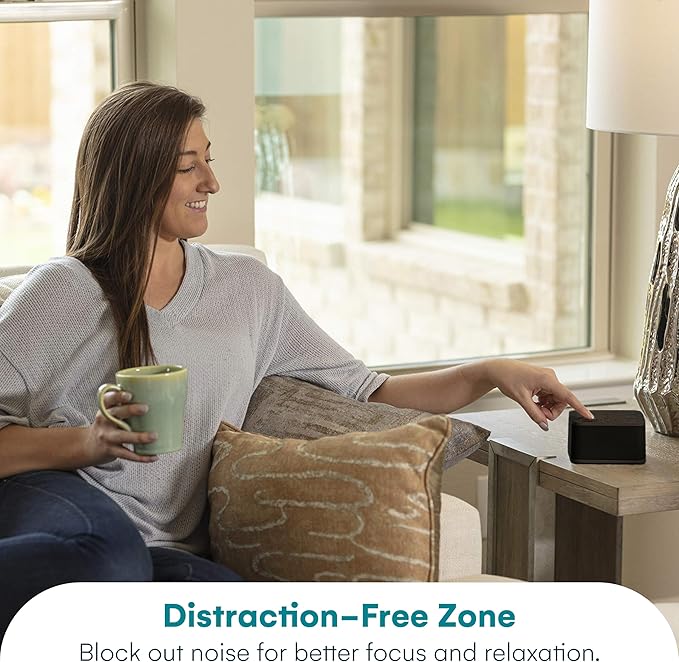 Big Red Rooster Sound Machine - 6 Sleep Sounds - Portable White Noise Machine for Office Privacy & Adult Sleeping - Compact Travel or Home - Dual Power Options - Black