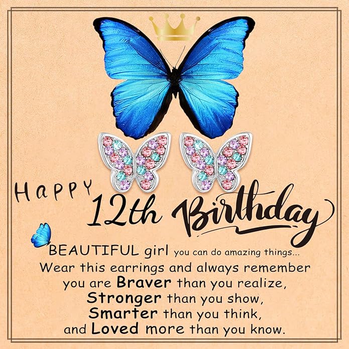 Butterfly Earrings Birthday Christmas Jewelry Gifts for Daughter Granddaughter Niece Butterfly Lover