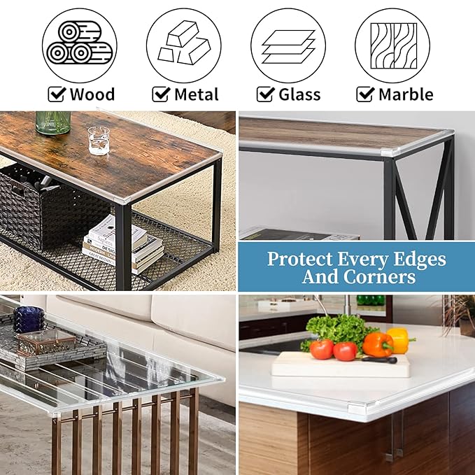 Edge Protector Baby Proofing Corner Protectors Clear Corner Guards Silicone Child Safety Edge Covers Bumper for Table, Cabinets, Crib, 6.6 ft x 1.2 inch Sharp Edge Protector with 4 Pack Corner Guards