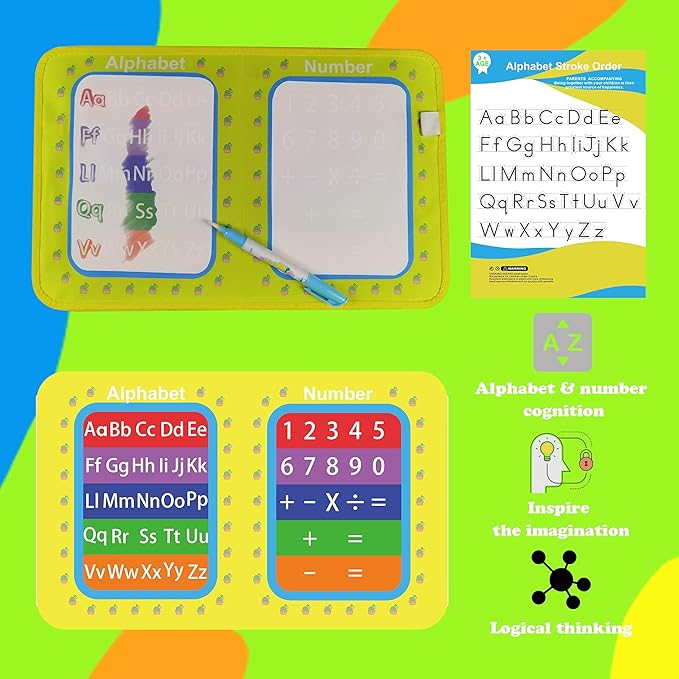Montessori Toys Busy Board Shoe Tie Practice for Kids: Gift for Toddlers Learn to Tie, Buckle, Lace, Zip, etc.Lead to Independence,Activity Board with Alphabet and Number Tracing