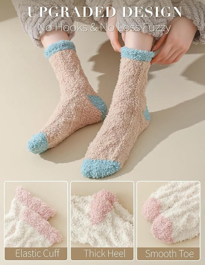 TEHOOK Warm & Cozy Gifts for Women, Fluffy Fuzzy Sock, Plush Sleeping Slipper Socks - Soft Warm Fabric