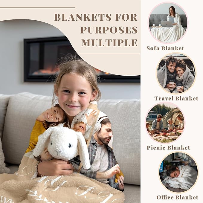 Custom Personalized 9 Photo Collage Blanket Thow Gifts with Text, Customized Pictures Blankets Gift for Christmas Birthday Thanksgiving Adults Kids Dad Mom Girlfriend Boyfriend (9 Family)