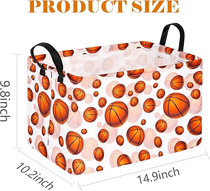 Basketball Kids Gift Storage Basket Shelf Storage Basket Organizer Box Clothes Laundry Hamper Toys Nursery Basket Baby Laundry Basket with Handles.