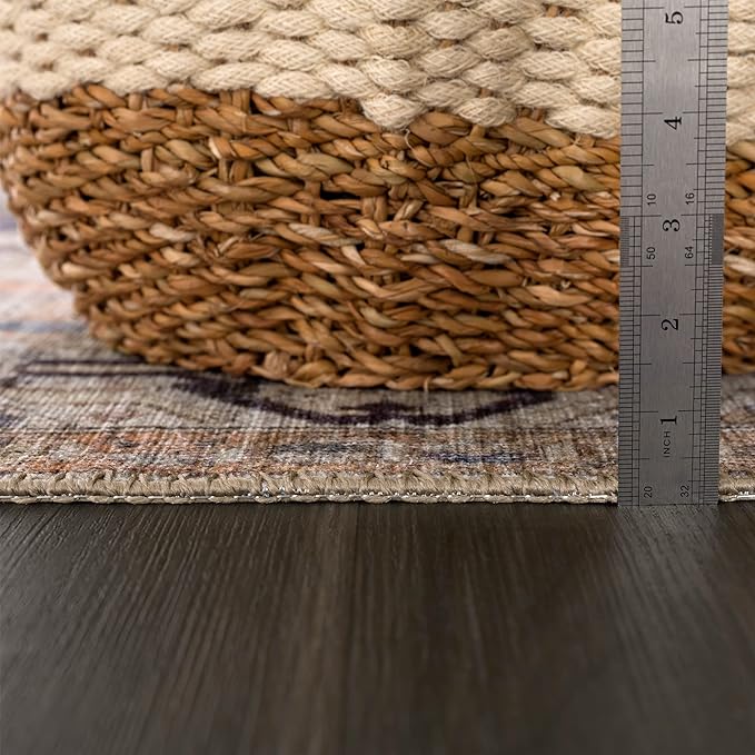 Bloom Rugs Washable 10 ft Runner - Orange/Blue/Beige Traditional Runner for Entryway, Hallway, Bathroom, and Kitchen - Exact Size: 2.5' x 10'