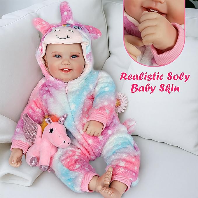 Real Life Baby Dolls - 19 Inch Reborn Baby Dolls for Girls 3+, Vinyl Realistic Baby Doll with Soft Cloth Body, Includes Accessories for Pretend Play