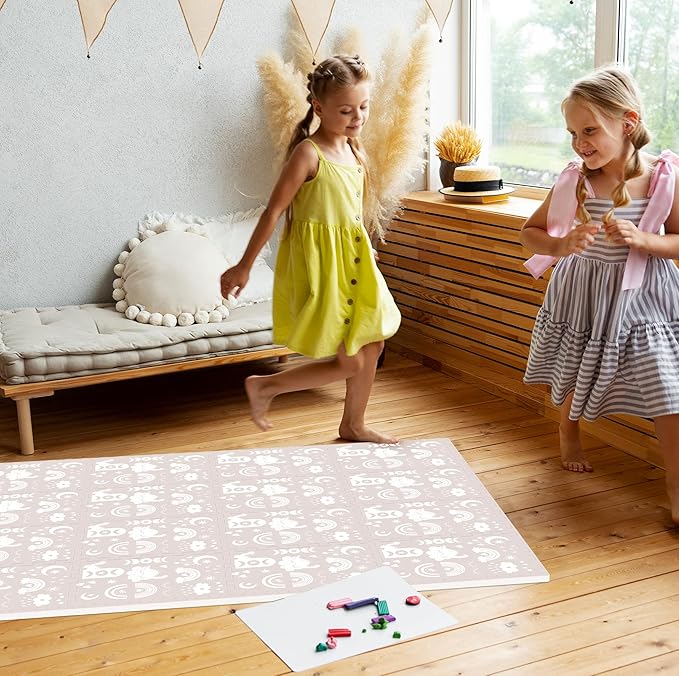 Premium Soft Foam Play Mat for Baby, 5.6 x 4 ft, Easy to Clean - The Perfect Modern Foam Playmat Fits Nicely with Your Kids Playroom Or Home Decor 0.5" Thickness (RainBoho)