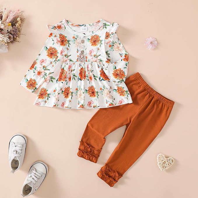 Baby Girl Clothes Toddler Girl Outfits Ruffle Shirt Pants Cute Infant Outfit Set Baby Girl Fall Winter Clothes