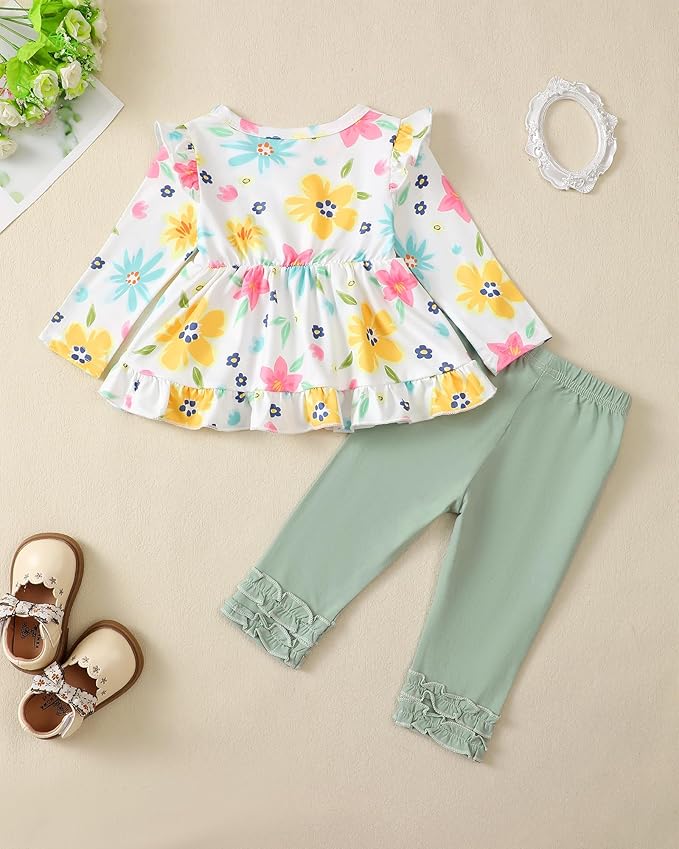 Baby Girl Clothes Toddler Girl Outfits Ruffle Shirt Pants Cute Infant Outfit Set Baby Girl Fall Winter Clothes