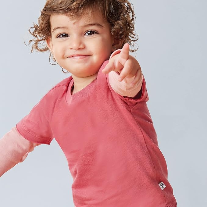 HonestBaby 10-Pack Short Sleeve T-shirts 100% Organic Cotton Baby, Toddler, Little Kids, Boys, Girls, Unisex