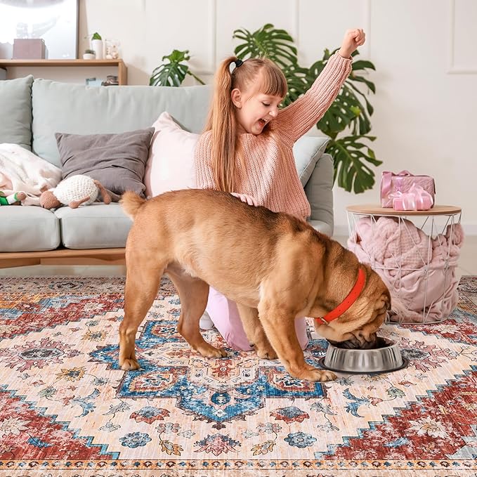 Ciicool Washable Runner Rug Non Slip, 2'x6' Hallway Rug Vintage Kitchen Rugs Carpet for Bedroom Laundry Bathroom Decor