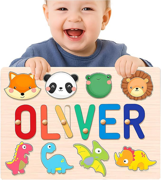Personalized Name Puzzle for Kids, Custom Baby Toys Gift, Personalized Name Puzzles for Toddlers 1-3, 1st Birthday Gifts for Girl and Boy