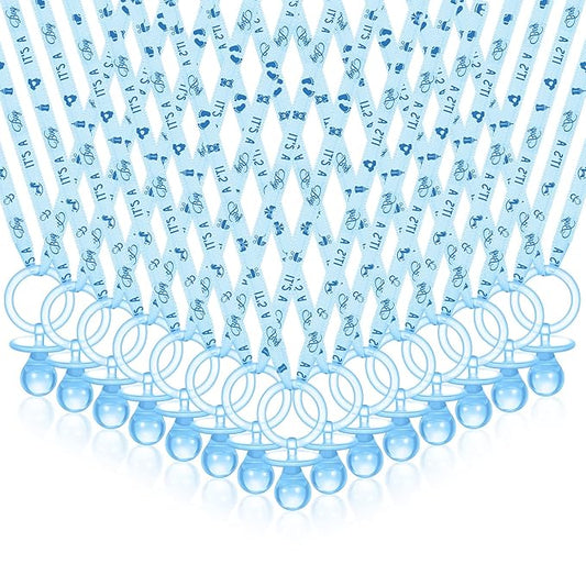 Chengu 100 Pcs Baby Shower Pacifiers Necklace, Acrylic Pacifiers Necklace Party Favors for Girls Boys Baby Shower Party Decorations Table Scatter(Blue)
