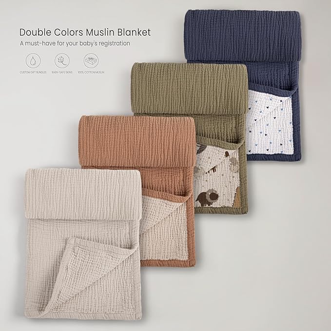 lulumoon Baby Blanket for Newborns: Muslin Swaddle for Receiving Neutral - Crib Quilt for Travel Boy & Girls 30"x40"(Ivory)