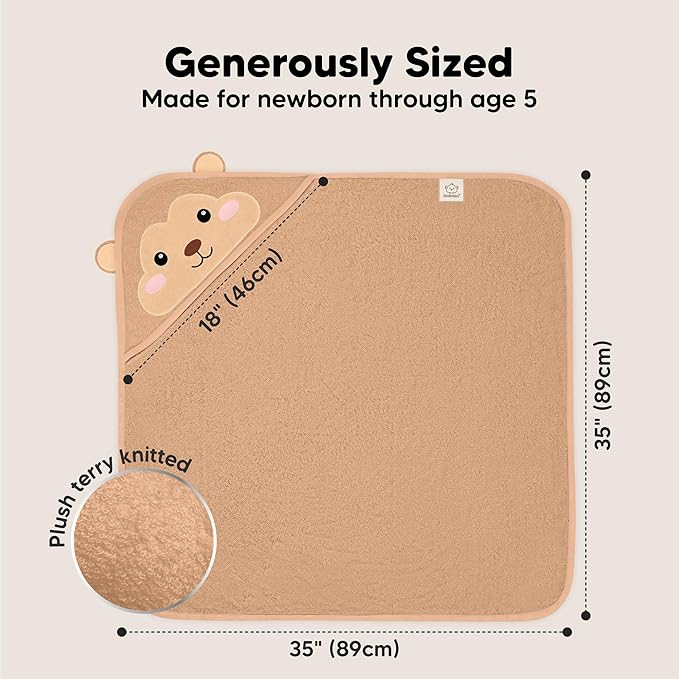 KeaBabies Hooded Baby Towel for Newborn - Viscose Derived from Bamboo Large Baby Bath Towels with Hood for Boys, Girls, Toddler, Extra Absorbent & Soft Newborn Bath Essentials (Monkey)