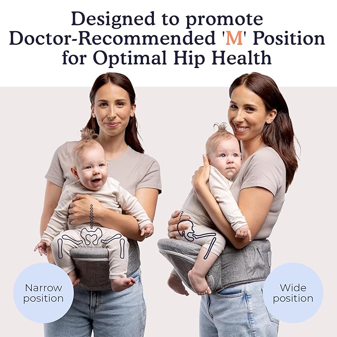 Beco Foldable Hip Seat Carrier - Baby 4-in-1 Easy-to-Use Carrier with Space-Saving Design for Newborn to Toddler (0-36 months/7-32.8 lbs (Gray)