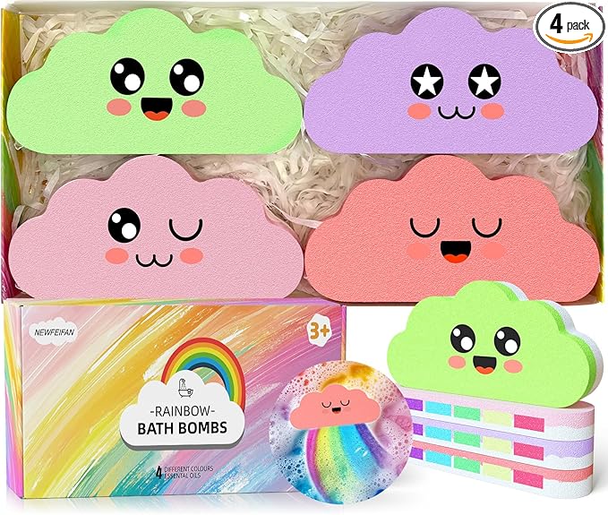 Rainbow Bath Bombs for Kids Gift Set - Colorful Dissolving Bath Toys with Surprise Colors, Safe & Non-Toxic DIY Bath Time STEM Learning Activity, Boys Girls Ages 3-12