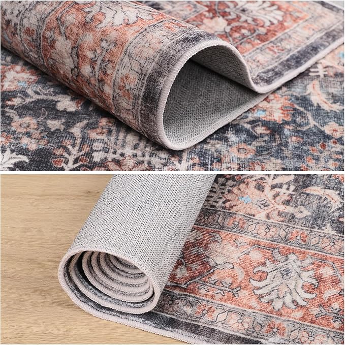 Dripex Washable Runner Rug 2x6 Non-Skid Kitchen Runner Vintage Kitchen Rug for Hallway Soft Low-Pile Carpet, Stain Resistant Kitchen Mat for Laundry Living Room Bathroom