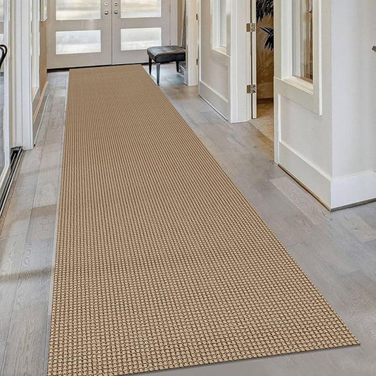 KOZYFLY Extra Long Runners for Hallways 3x16 ft Washable Kitchen Runner Non Slip Rubber Backed Hallway Rug Cotton Entryway Runner Rug Floor Carpet for Indoor Hall, Kitchen, Stair, Tan/Orange/Brown