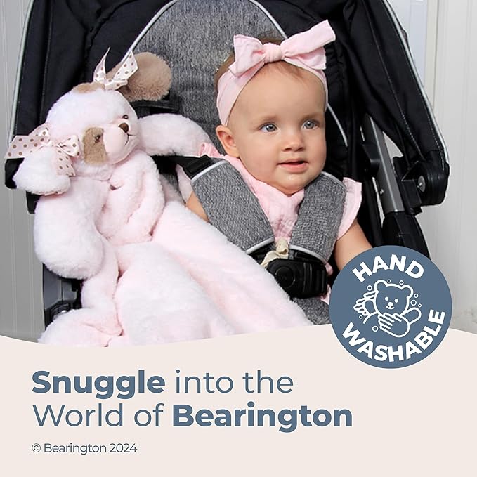 Bearington Baby Wiggles Cuddle Me Sleeper, Pink Puppy Dog Large Size Security Blanket, 28.5" x 28.5 - Baby Blanket - Lovies for Girls