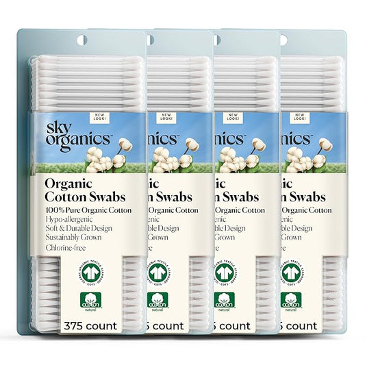 Sky Organics - Organic Cotton Swabs, 1500 ct. - Ultra Soft Tips - Strong & Durable - Hypoallergenic - Chlorine Free - Sustainable - Natural, Vegan & Cruelty Free - Skin Care & Self Care w ebook