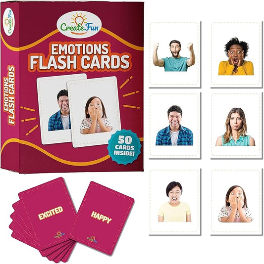 50 Emotions Flash Cards Volume 1 - Feeling Photo Cards for Kids, Adults, Seniors, Homeschool, Speech Therapy, ABA, Dementia, Aphasia, Occupational Therapy, ESL and Autism Learning Material