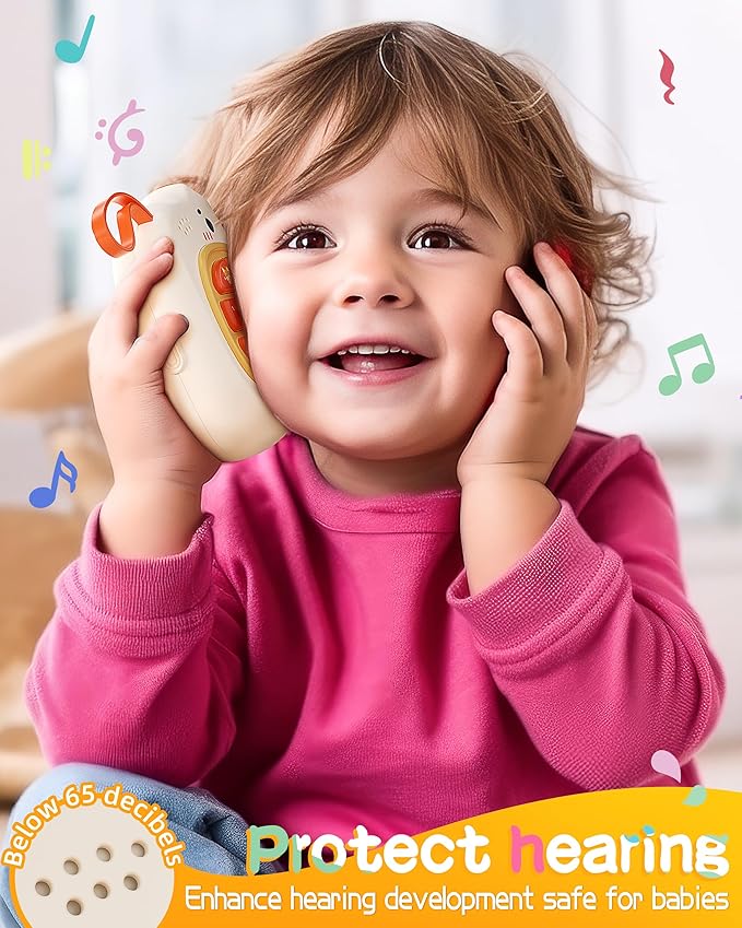 Baby Phone with Music for Toddler, Kids Sensory Busy Board, Early Educational Toy for Toddlers 1-3, Motor Skills Developmental Toy for 0-6-12-18 Month Age