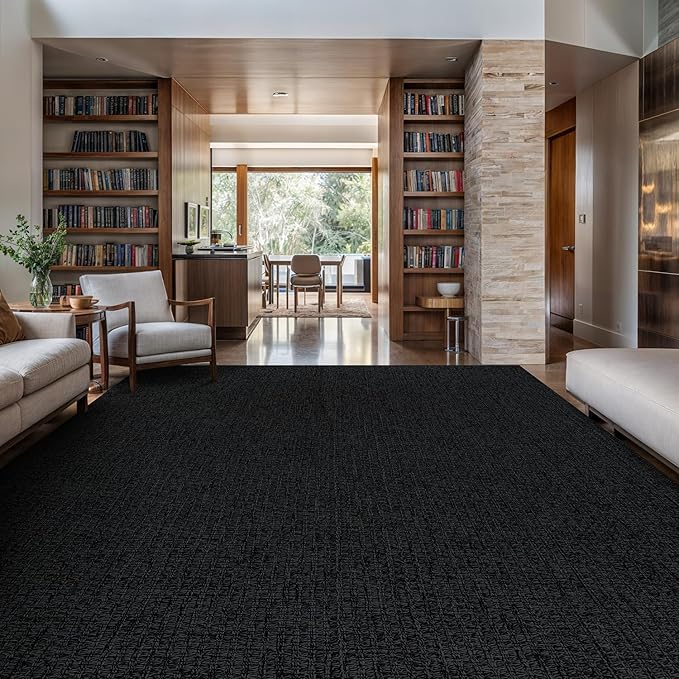 Easy Jute Rugs 6x9 Dark Gray Color Living Room Indoor Outdoor Area Rug for Farmhouse Patio and Kitchen Rug High Traffic Washable Easy to Clean Solid Boho Woven Design Outside Carpet (6 x 9)