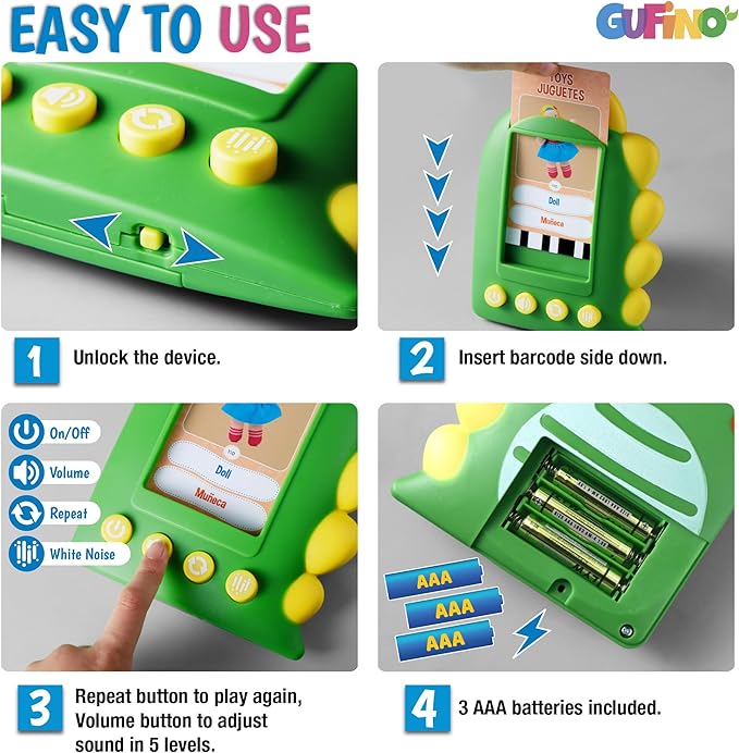 Spanish Flash Cards for Kids | Bilingual Talking Flashcards with Audio | English Learning Cards | Interactive Language Development Toy | Educational Flash Cards for Early Learning