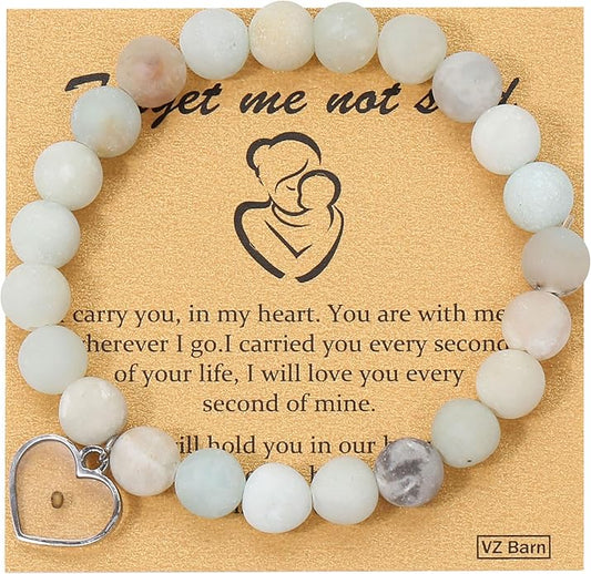 Miscarriage Gift Heart Charm Stretch Bracelet Crystals and Healing Stones Bracelet for Mother Father