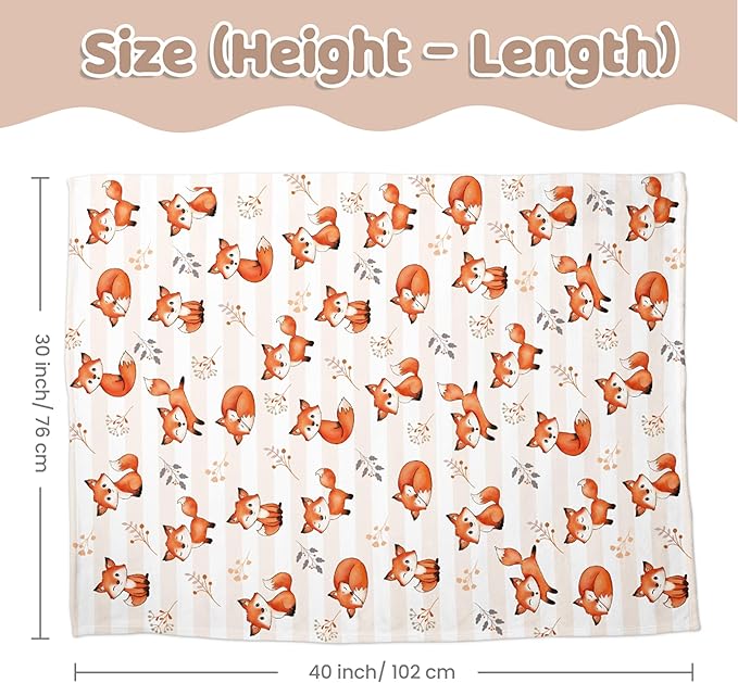 SANDJEST Fox Kid Blankets for Girl Boy - 30 x 40 Minky Blanket with Double Layer Dotted Backing - Shower Gifts for Nursery